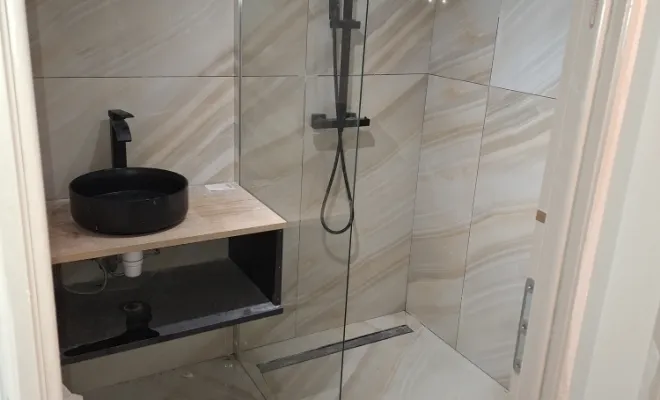 Création SDB , douche à l'italienne,  paroi de douche,  lavabo 